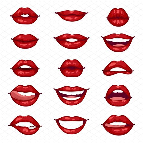 Female Lips Isolated Vector Illustrations Creative Market