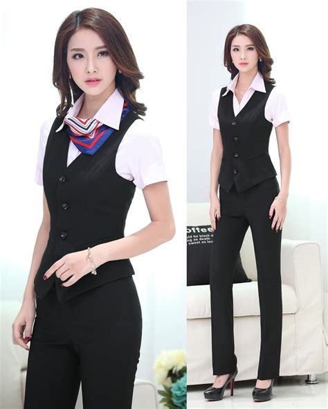 New 2015 Spring Summer Formal Uniform Style Pantsuits Vest And Pants