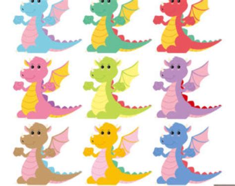 Cute Dragons Clipart Etsy Cute Dragons Clip Art Digital Clip Art