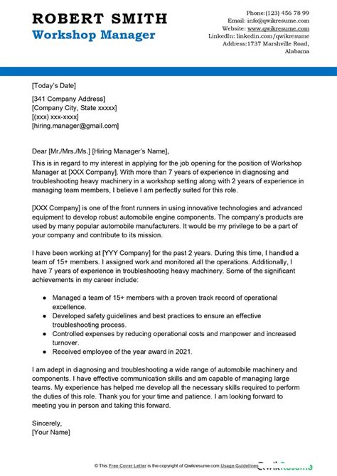 Commissioning Manager Cover Letter Examples Qwikresume