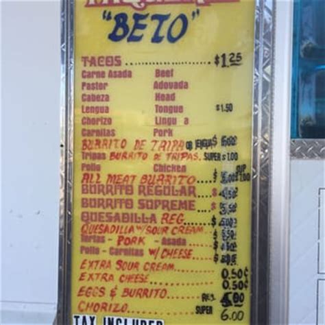 For the most accurate information, please contact the restaurant directly. Beto's Taco Truck - 20 Photos & 37 Reviews - Mexican ...