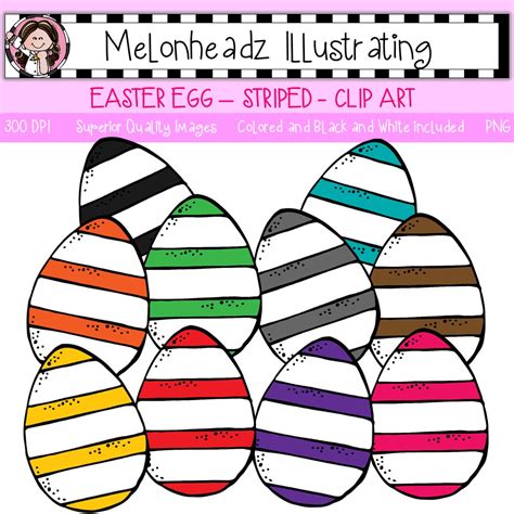 Easter Egg Clip Art Striped Single Image Melonheadz Illustrating