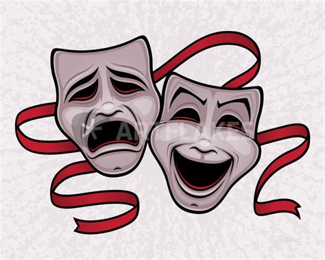 Comedy And Tragedy Theater Masks Graphicillustration Art Prints And Posters By John Schwegel