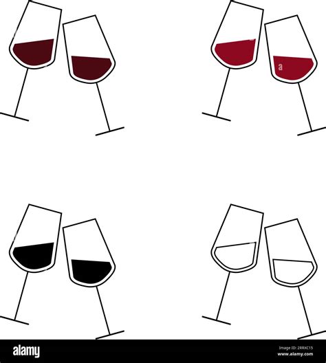 Set Of Two Red Wine Glasses Icon Celebrate And Cheers Vector Illustration Stock Vector Image
