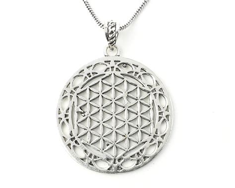 Flower Of Life Brass Necklace Sacred Geometry Necklace Seed Festival