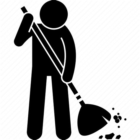 Sweeper Man Clipart Black