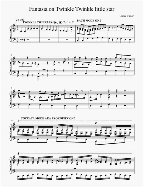 Mozart Twinkle Twinkle Little Star Sheet Music For Piano Violin Solo 51c