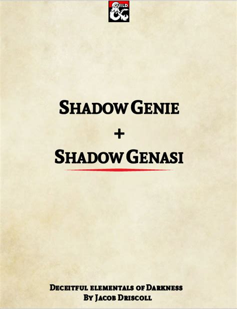 Shadow Genie Shadow Genasi Dungeon Masters Guild Dungeon Masters