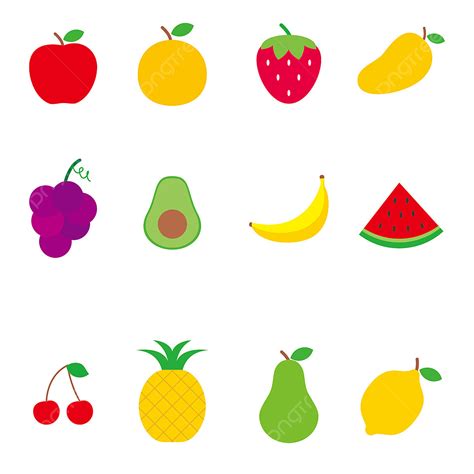 Simple Fruit Clipart Transparent Png Hd Set Of Fruits Vector