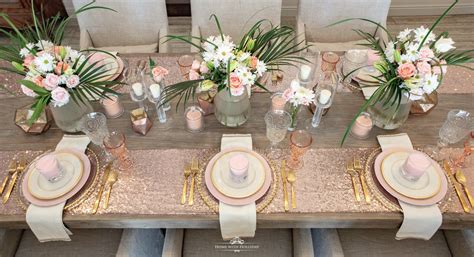 Blush Pink And Gold Table Setting Pink Table Settings Rose Gold