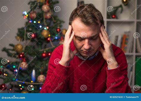 Man Felling Depressed And Lonely During The Christmas Time Stock Photo