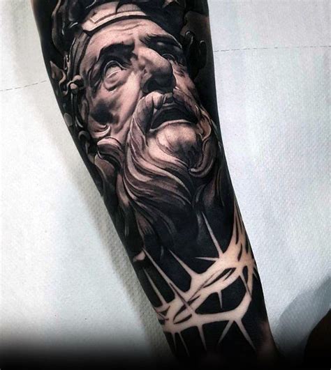 Negative Space Crown Of Thorns Portrait Black Ink Coolest Tattoos For