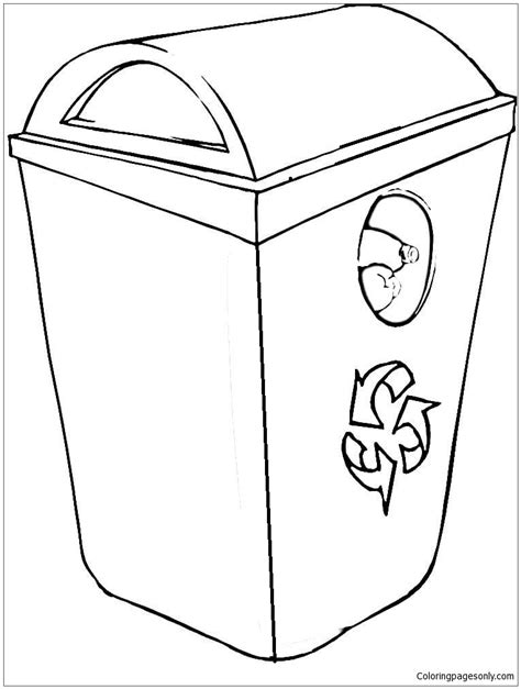 Free recycle bin coloring page printable. Recycling Bin Coloring Page - Free Coloring Pages Online