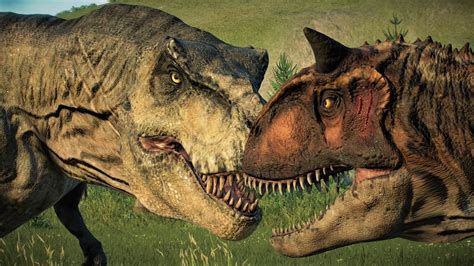 Rexy 2022 Vs Toro Carnotaurus Jurassic World Evolution 2 Youtube