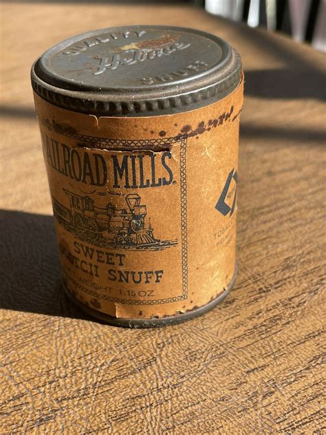 Railroad Mills Sweet Scotch Snuff Helme Paper Label Tin Can Helmetta Nj