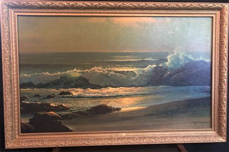 Lot Robert Wood Original Oil Painting Titled Golden Surf On