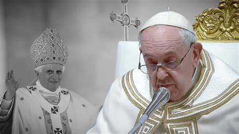 pope francis remembers late pope emeritus benedict xvi youtube