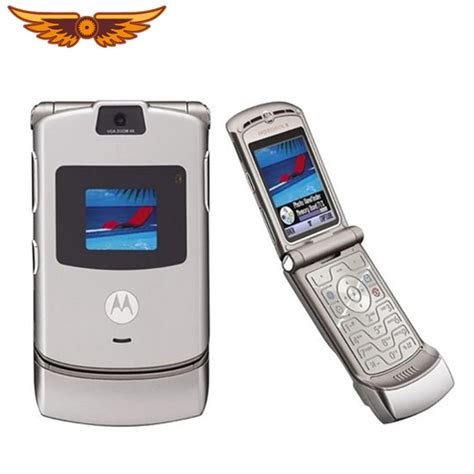 V3 Original Motorola Razr V3 Gsm Quad Band Flip Unlocked Old Used Mobile Phone Mobile Phones