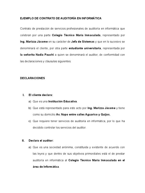 Contrato De Auditoria Informatica Cibercrimen Seguridad Y