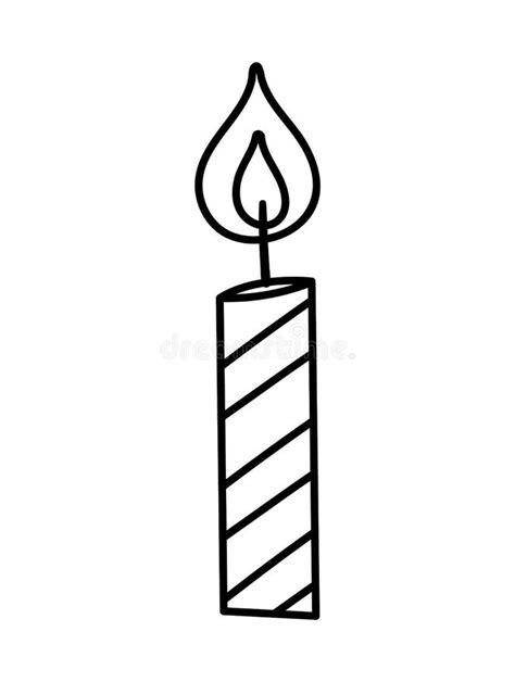 Vector Cute Black And White Birthday Candle Illustration Funny B Day