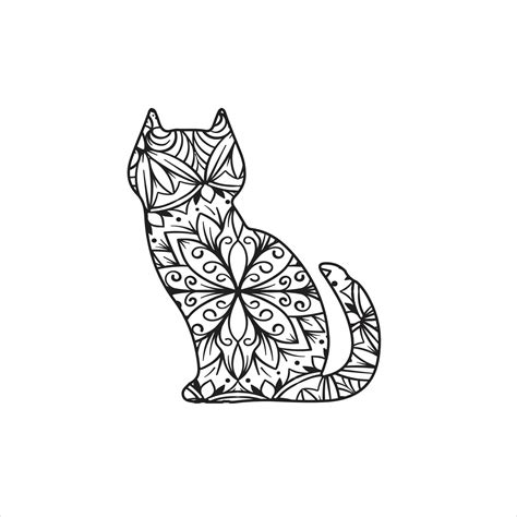 Vector Mandala Cat Coloring Page For Kids And Adult 17496430 Vector Art