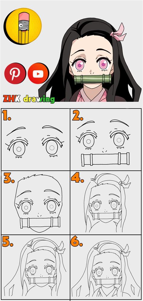 Nezuko Easy Drawing Anime Drawings For Beginners Anime Drawing Books Easy Drawings