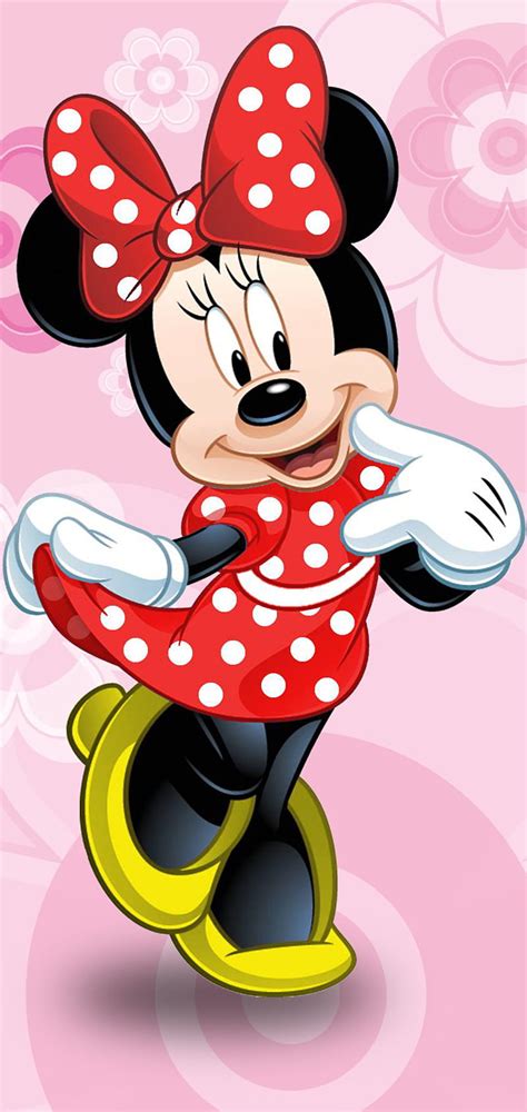 Minnie Mouse With Background Of Pink And White Circles Minnie Mouse Hd