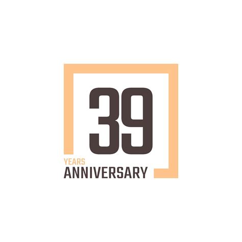 39 Year Anniversary Celebration Vector With Square Shape Happy