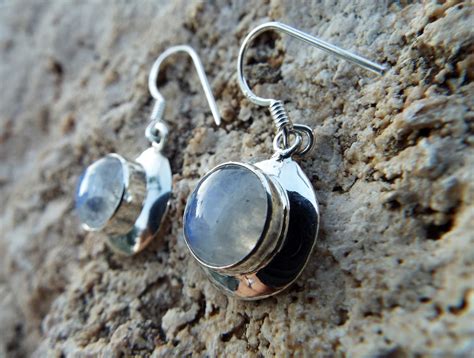 Sterling Silver Moonstone Earrings Drop Dangle Handmade Jewelry