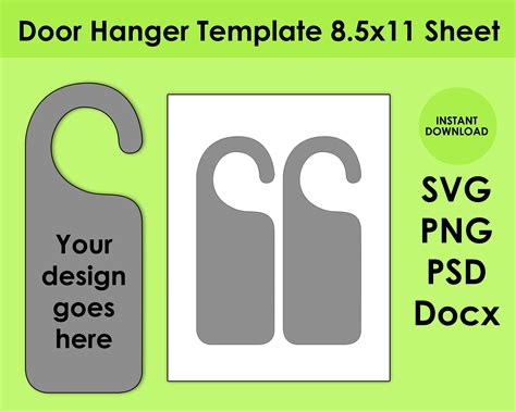 Door Hanger Template Svg Png Psd And Docx Printable 85x11 Etsy