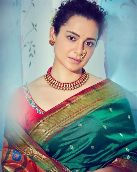 Kangana Ranaut Traditional Look In Saree At Mumbai Actress Album