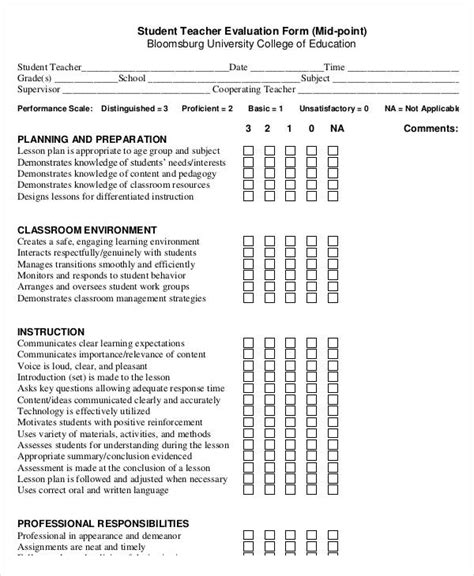 Free 20 Sample Teacher Evaluation Forms In Pdf Ms Word