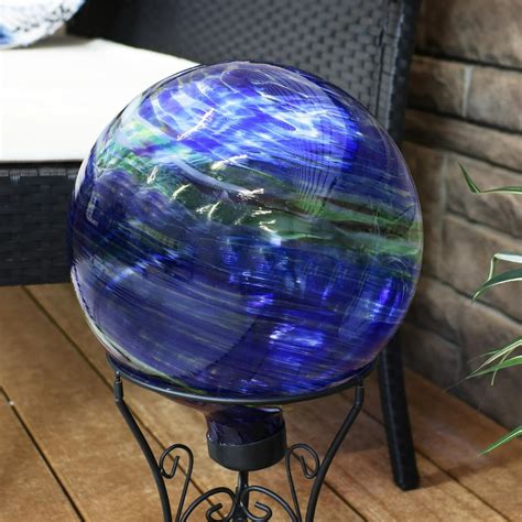 Sunnydaze Garden Gazing Globe Northern Lights Green And Blue Glass Orb