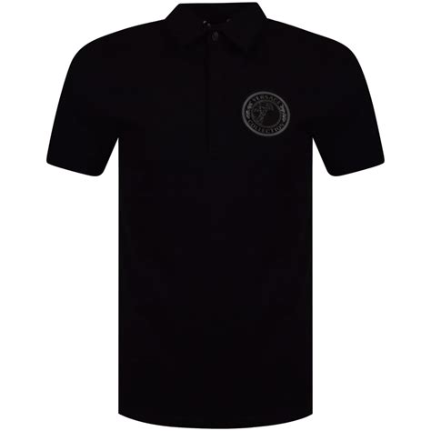 Versace Collection Black Medusa Badge Logo Polo Shirt Men From