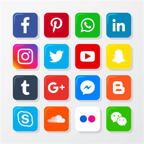 Flat Social Media Icons Vector