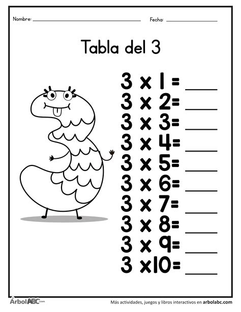 Practica La Tabla Del 3 Árbol Abc Mental Maths Worksheets
