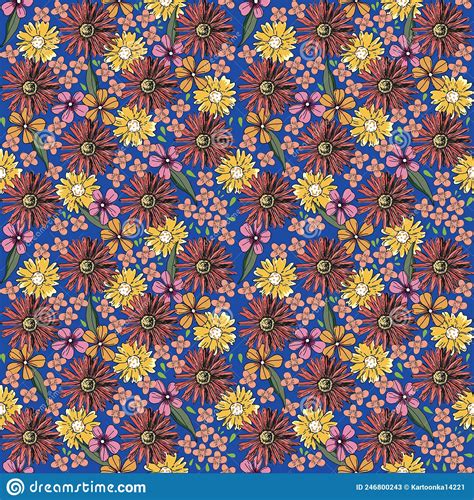 Cute Seamless Pattern Flower Stock Illustration Illustration Of