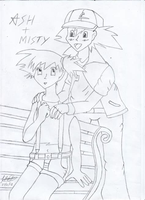 Pokemon Misty And Ash Coloring Pages Sketch Coloring Page