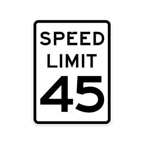 Aluminum Speed Limit 45 Sign R2 1