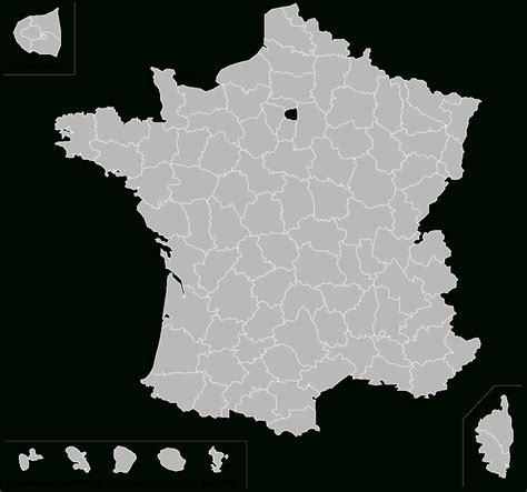 Carte de france vierge : Fichier:carte Vierge Départements Français Avec Dom.svg ...