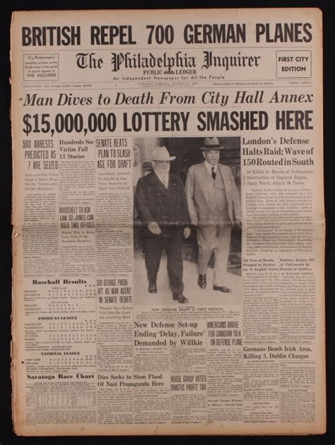 Original Vintage The Philadelphia Inquirer Newspaper Dated August 27