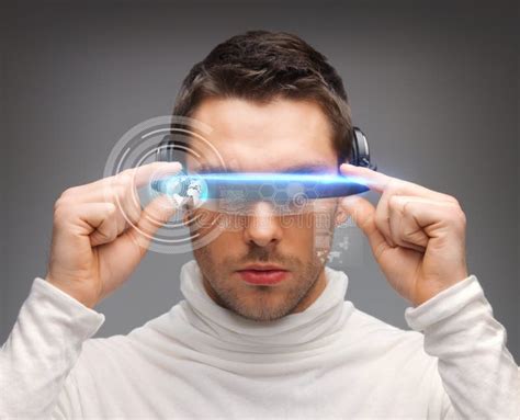 Man With Futuristic Glasses Stock Image Image Of Cyber Nano 36833927