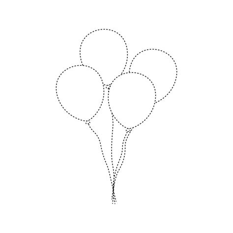Balloon Tracing Worksheet For Kids 9460998 Vector Art At Vecteezy