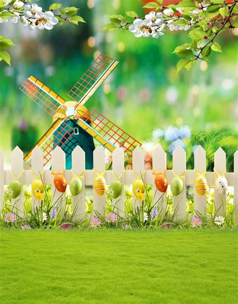 Charming Spring Vinyl Cloth Easter Egg Flower Grassland Photography