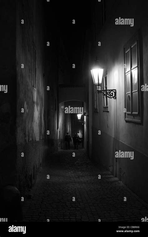 Dark Alleyway At Night In Prague Stock Photo Alamy