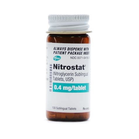 Nitrostat Nitroglycerin Sublingual 04mg Sublingual 100 Tablets