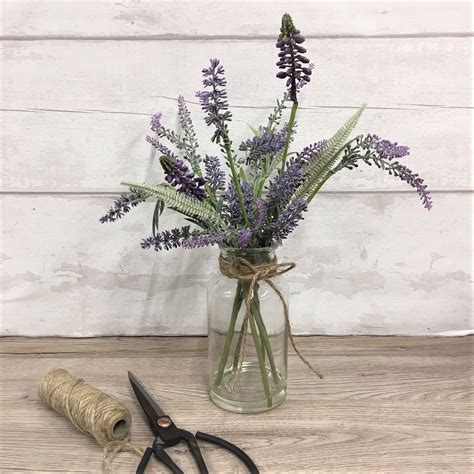 Mixed Lavenders In Glass Vase Arrangement By Bloomsberry 36cm T Home