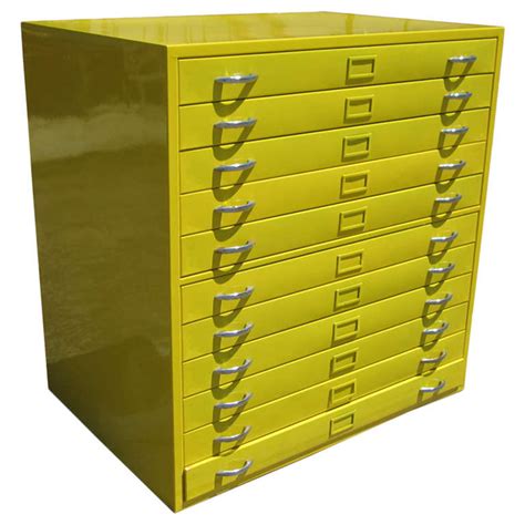 Yellow Architectural Drafting Flat File Cabinet Restored At 1stdibs