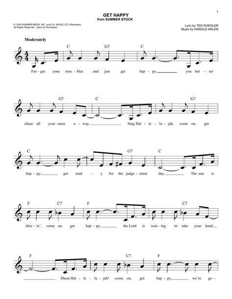 Get Happy Chords By Harold Arlen Melody Line Lyrics And Chords 191672