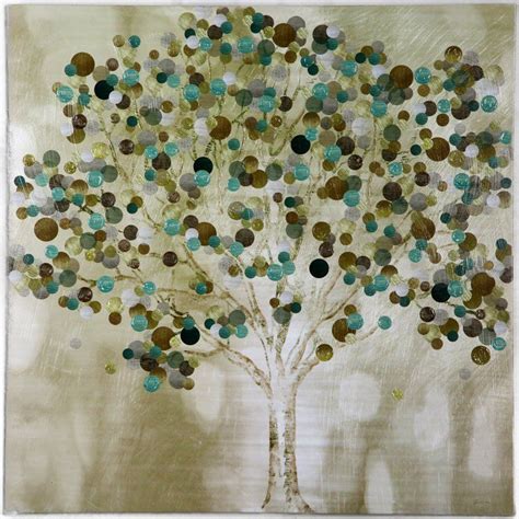 A Teal Tree Framed Painting Print On Wrapped Canvas Tree Art Tree